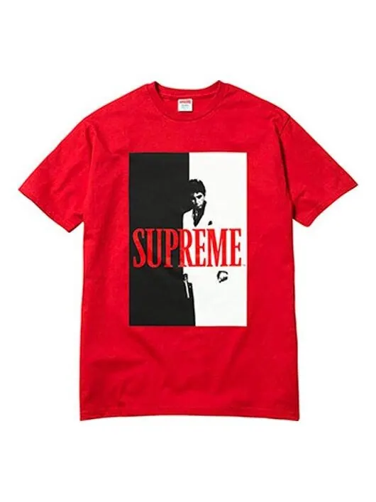 Футболка fw17 scarface split red tee 'red black white' Supreme — изображение 1 из 2, красный/черный/белый