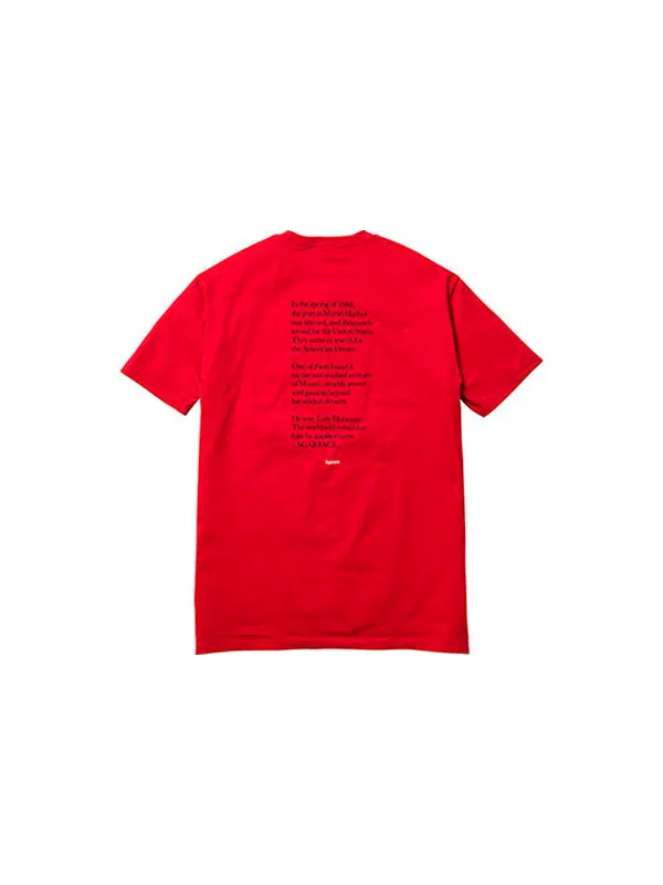 Футболка fw17 scarface split red tee 'red black white' Supreme — изображение 2 из 2, красный/черный/белый
