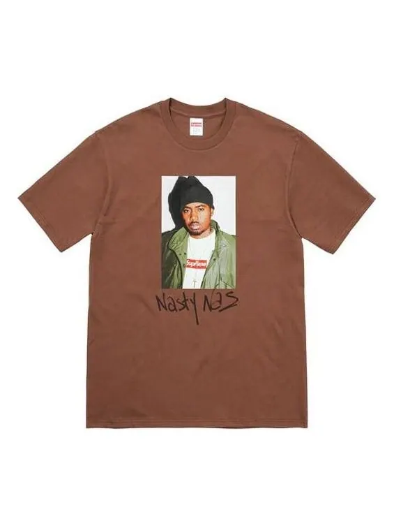Футболка fw17 nas tee brown character printing short sleeve Supreme — изображение 1 из 1, коричневый