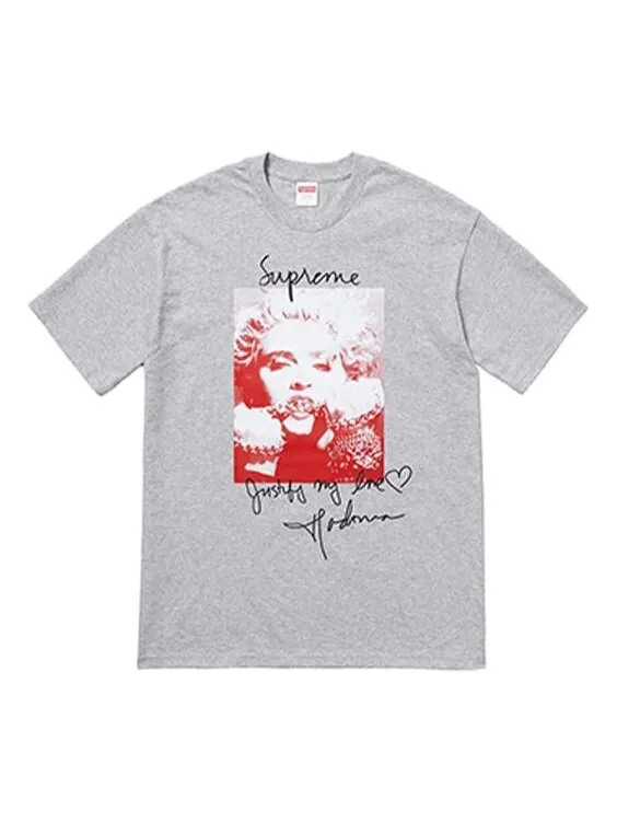 Футболка fw18 madonna tee heather grey printing short sleeve gray Supreme — изображение 1 из 1, серый