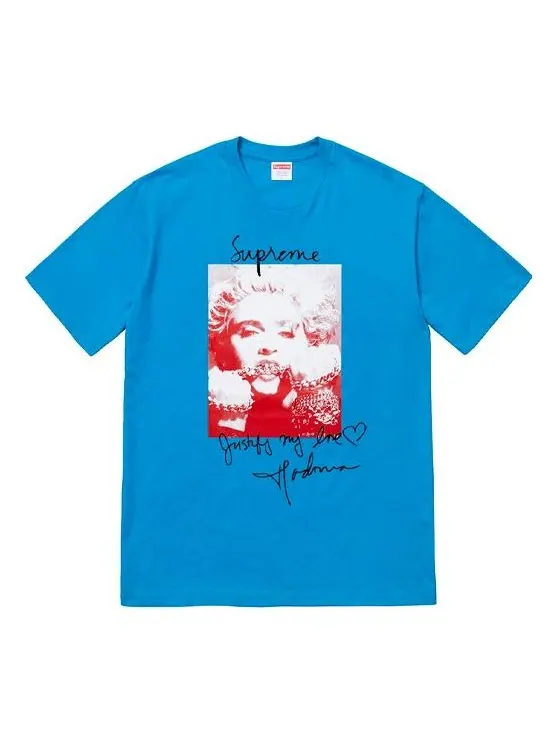 Футболка fw18 madonna tee bright blue printing short sleeve Supreme — изображение 1 из 1, синий