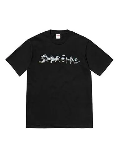Футболка fw18 liquid tee black silver logo short sleeve Supreme — изображение 1 из 1, черный