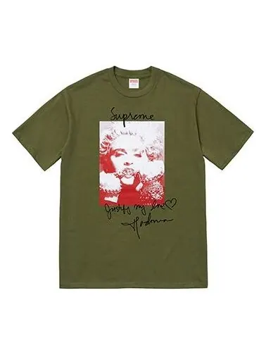 Футболка fw18 madonna tee olive printing short sleeve olive green Supreme — изображение 1 из 1, зеленый