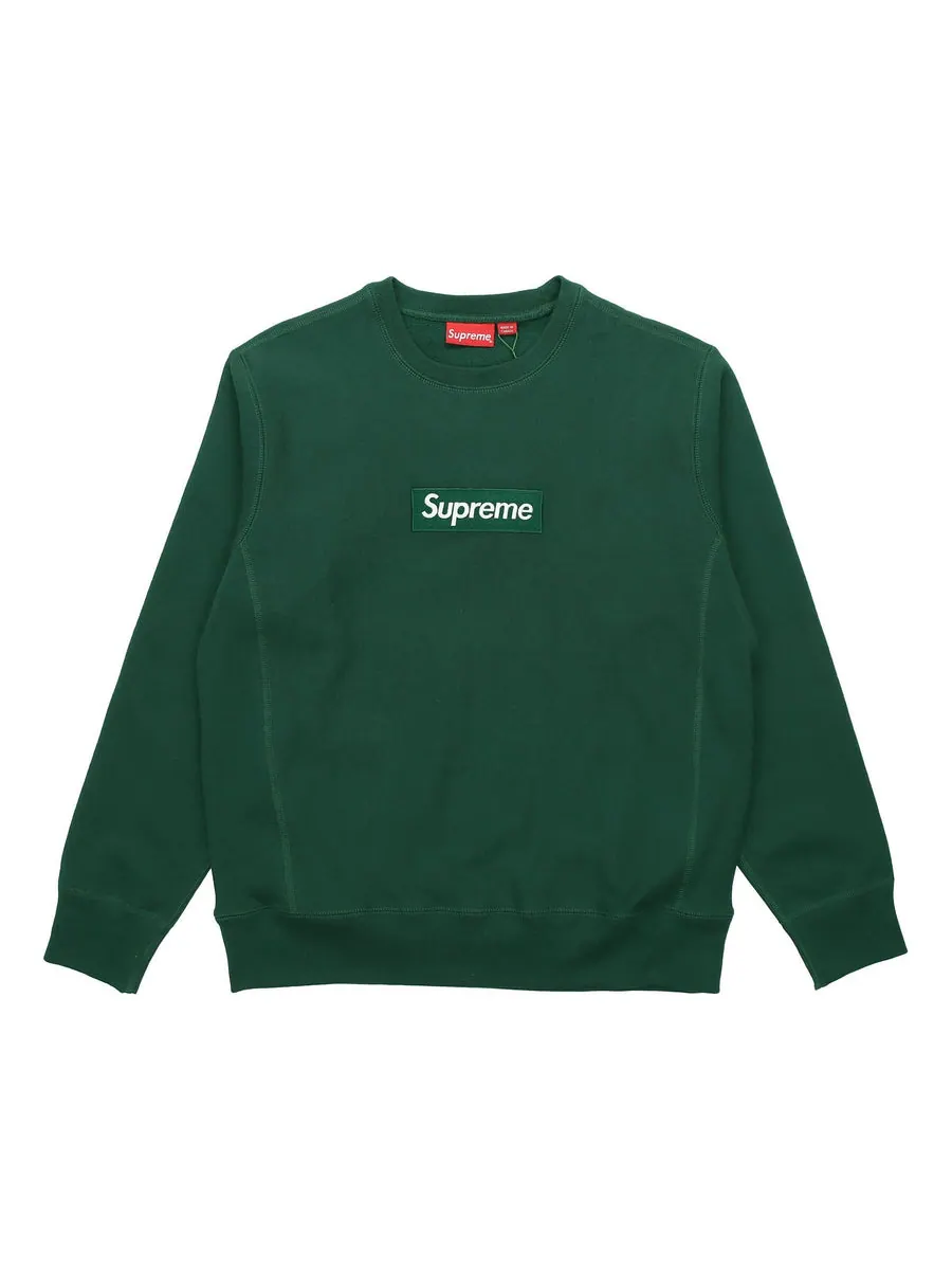 Худи Supreme FW18 Box Logo Crewneck Dark Green Classic Round Neck Pullover Unisex — изображение 1 из 2, зеленый