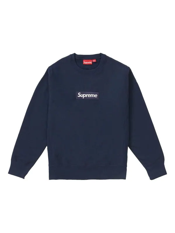 Свитер fw18 box logo crewneck sweater 'navy' Supreme — изображение 1 из 1, темно-синий