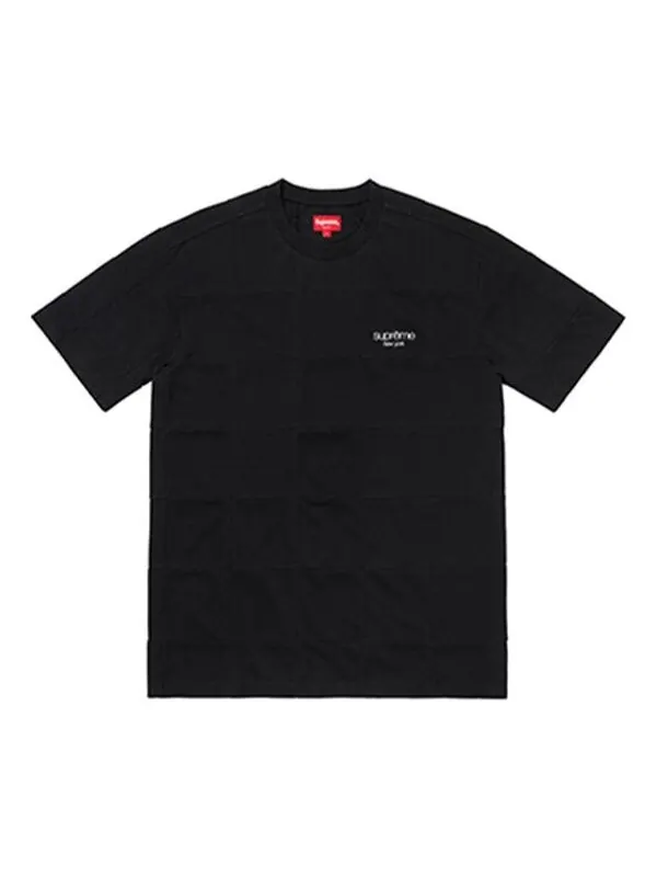 Футболка fw18 patchwork pique tee black splicing short sleeve Supreme — изображение 1 из 1, черный