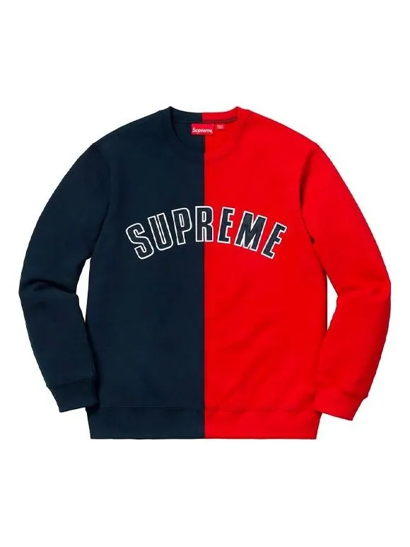 Толстовка fw18 split crewneck sweatshirt navy Supreme — изображение 1 из 1