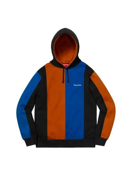 Толстовка fw18 tricolor hooded sweatshirt black Supreme — изображение 1 из 2, коричневый/синий/черный