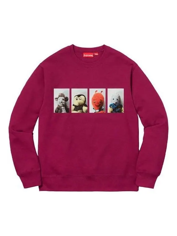 Свитер Supreme FW18 X Mike Kelley AhhYouth! Crewneck Sweatshirt 'Dark Magenta Burgundy' — изображение 1 из 2, бордовый