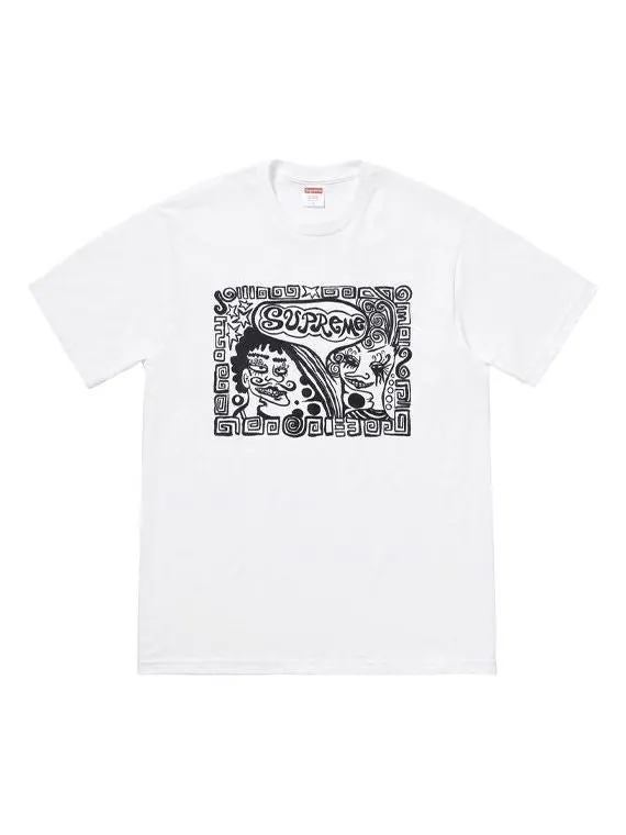 Футболка fw18 faces tee white abstract human face short sleeve Supreme — изображение 1 из 1, белый