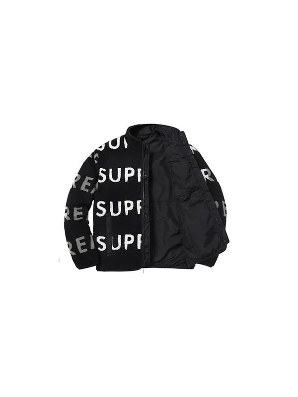 Куртка fw18 reversible fleece jacket black Supreme — изображение 3 из 3, черный