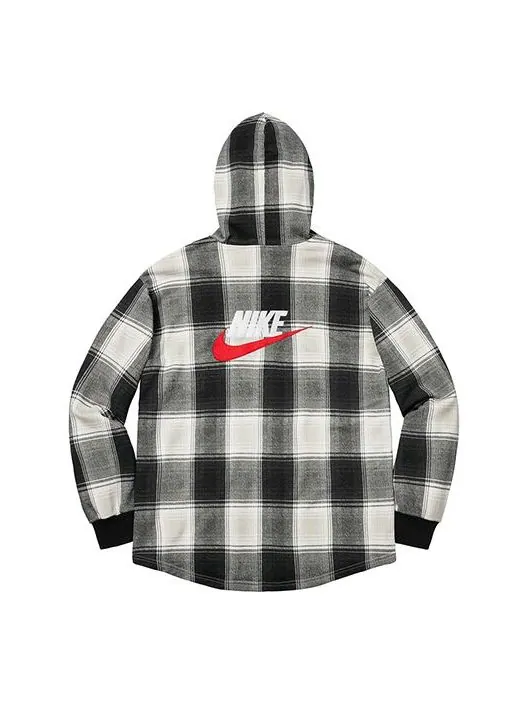 Рубашка x nike plaid hooded sweatshirt 'black' Supreme — изображение 1 из 2, черный/белый