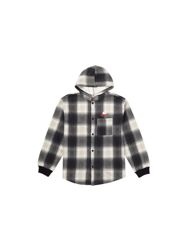 Рубашка x nike plaid hooded sweatshirt 'black' Supreme — изображение 2 из 2, черный/белый