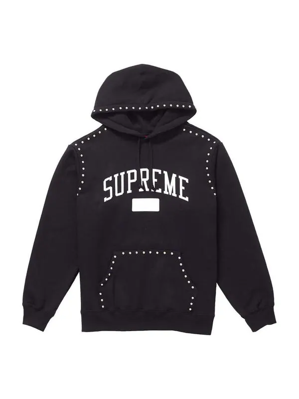 Толстовка fw18 studded hooded sweatshirt black logo Supreme — изображение 1 из 1, черный