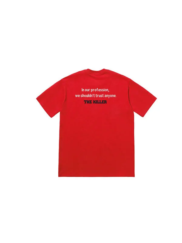 Футболка fw18 the killer trust tee red bloody twins chow yun fat printing short sleeve Supreme — изображение 2 из 2, красный
