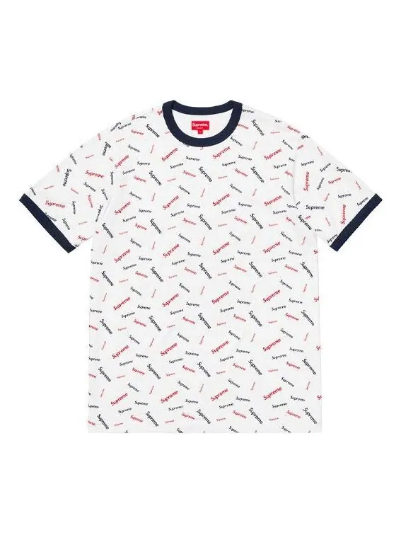 Футболка fw18 scatter ringer white logo tee Supreme — изображение 1 из 1, белый