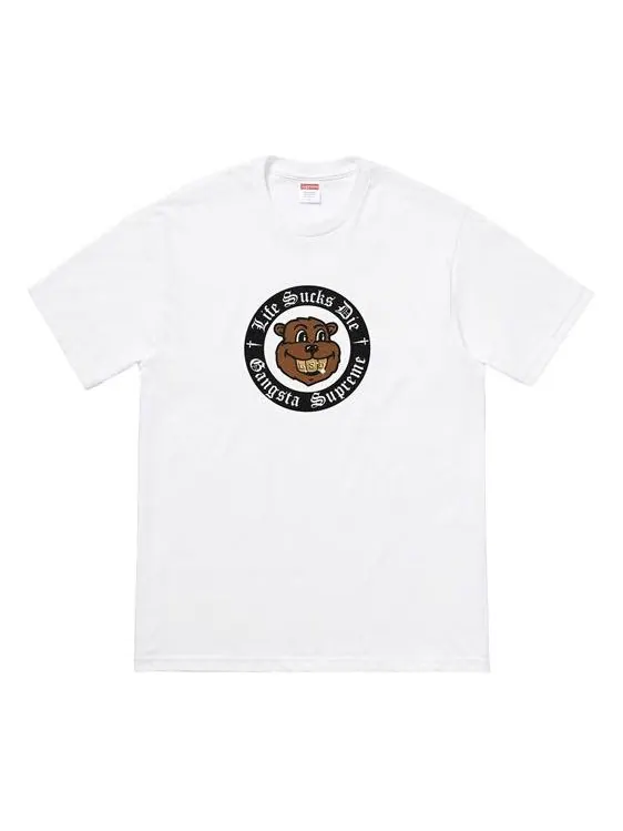 Футболка Supreme FW18 Life Sucks Die Tee White Bear Round Neck Short Sleeve Unisex — изображение 1 из 1, белый