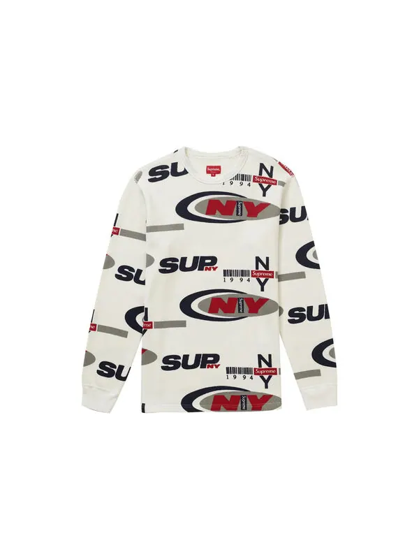 Свитер fw18 ny waffle thermal sweater 'white' Supreme — изображение 2 из 2, белый