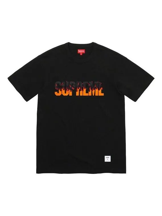 Футболка fw19 week 1 flame ss top logo tee Supreme — изображение 1 из 1, черный