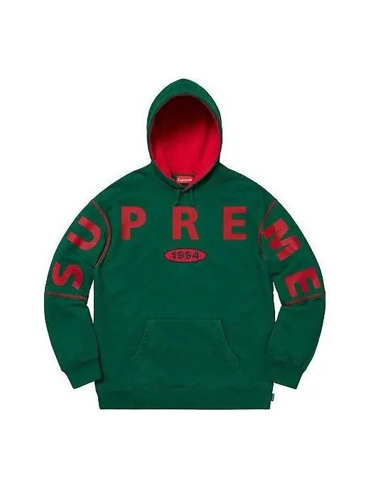 Толстовка fw19 week 1 spread logo hooded sweatshirt 'green' Supreme — изображение 1 из 2, зеленый