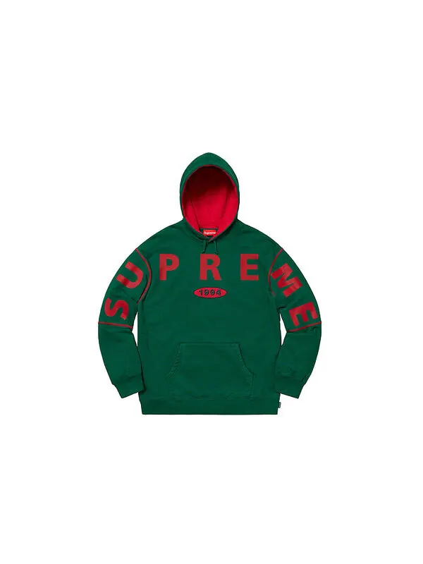 Толстовка fw19 week 1 spread logo hooded sweatshirt 'green' Supreme — изображение 2 из 2, зеленый