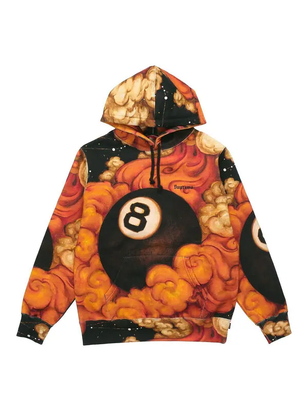 Толстовка Supreme FW19 Week 1 Martin Wong 8-Ball Hooded Sweatshirt, цвет colorblock — изображение 1 из 4