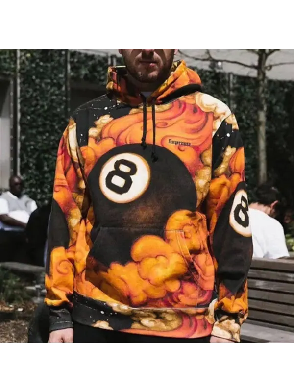 Толстовка Supreme FW19 Week 1 Martin Wong 8-Ball Hooded Sweatshirt, цвет colorblock — изображение 4 из 4