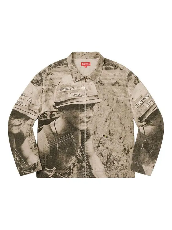 Куртка fw19 week 1 is love denim work jacket Supreme — изображение 1 из 2, хаки