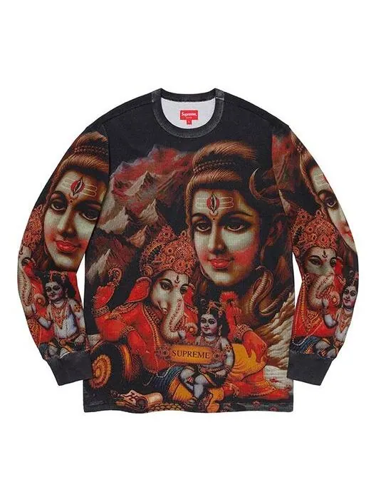 Футболка fw19 week 13 ganesh ls thermal black tee Supreme — изображение 1 из 1, мульти