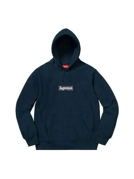 Толстовка fw19 week 16 bandana box logo hooded sweatshirt 'navy' Supreme — изображение 1 из 1, темно-синий