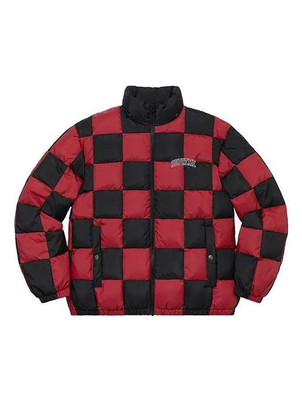 Куртка fw19 week 17 checkerboard puffy jacket 'red' Supreme — изображение 1 из 4, красный