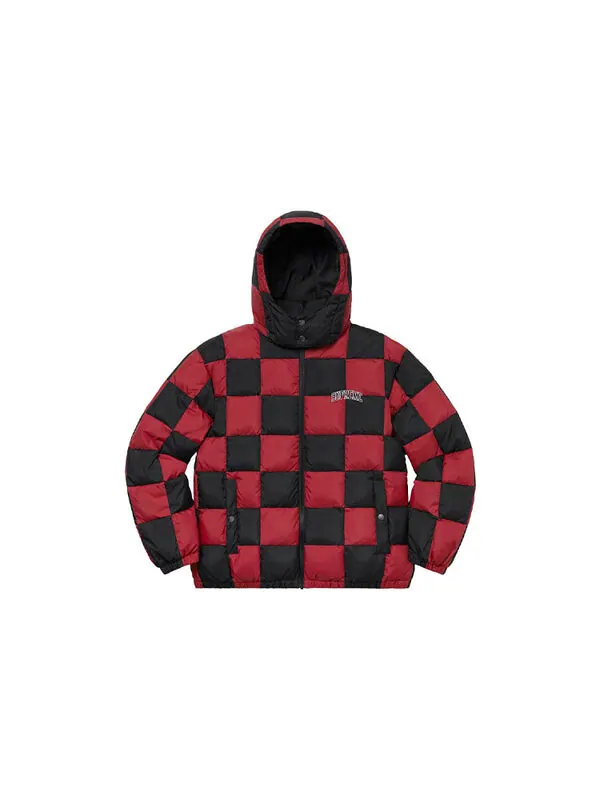 Куртка fw19 week 17 checkerboard puffy jacket 'red' Supreme — изображение 3 из 4, красный