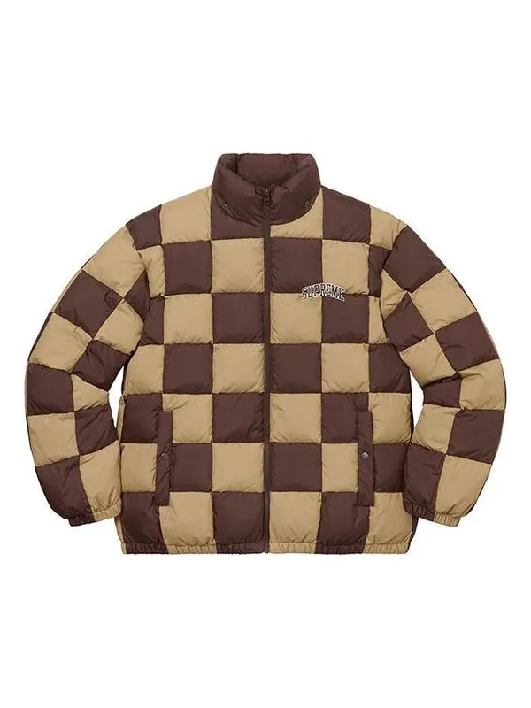 Куртка fw19 week 17 checkerboard puffy jacket Supreme — изображение 1 из 4, желтокоричневый