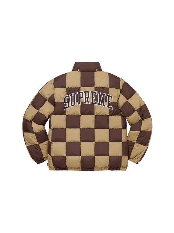 Куртка fw19 week 17 checkerboard puffy jacket Supreme — изображение 2 из 4, желтокоричневый