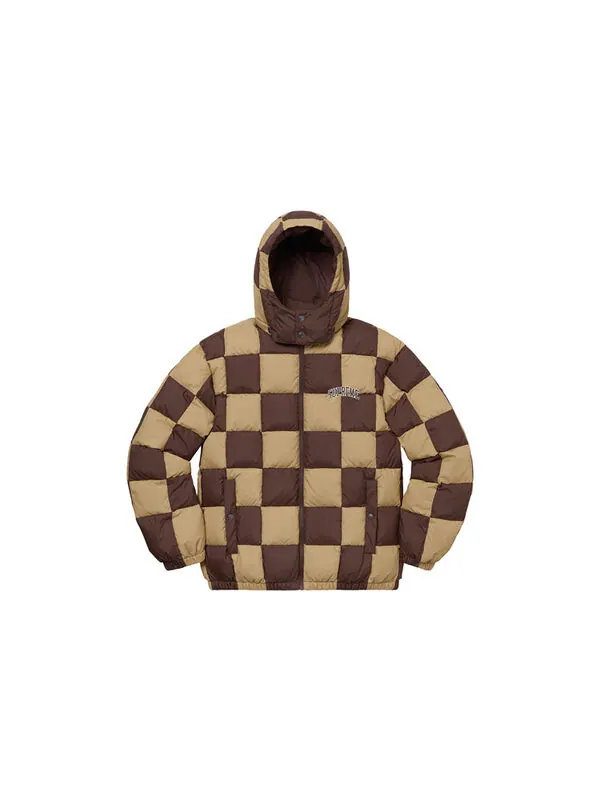 Куртка fw19 week 17 checkerboard puffy jacket Supreme — изображение 3 из 4, желтокоричневый