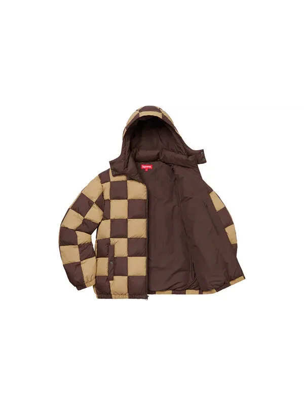 Куртка fw19 week 17 checkerboard puffy jacket Supreme — изображение 4 из 4, желтокоричневый