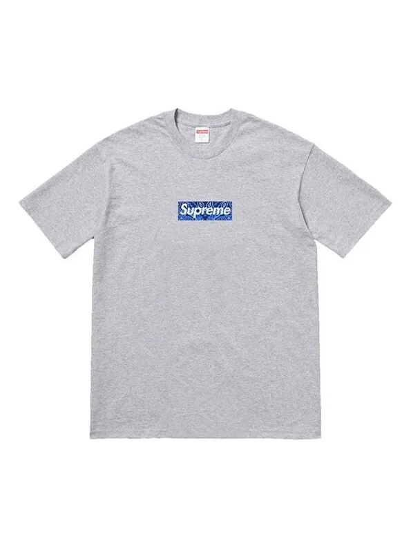 Футболка fw19 week 17 bandana box logo tee cashew short sleeve gray Supreme — изображение 1 из 4, серый