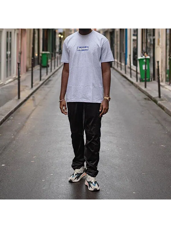 Футболка fw19 week 17 bandana box logo tee cashew short sleeve gray Supreme — изображение 2 из 4, серый