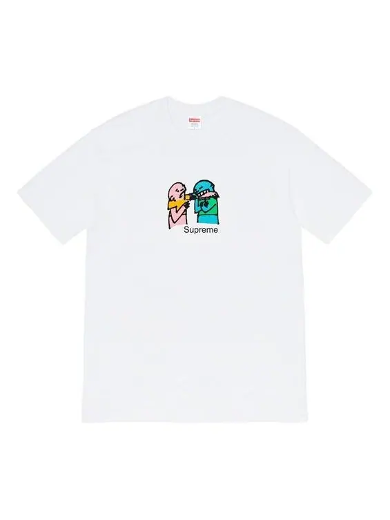 Футболка fw19 week 17 bite tee cartoon graffiti printing short sleeve white Supreme — изображение 1 из 1, белый