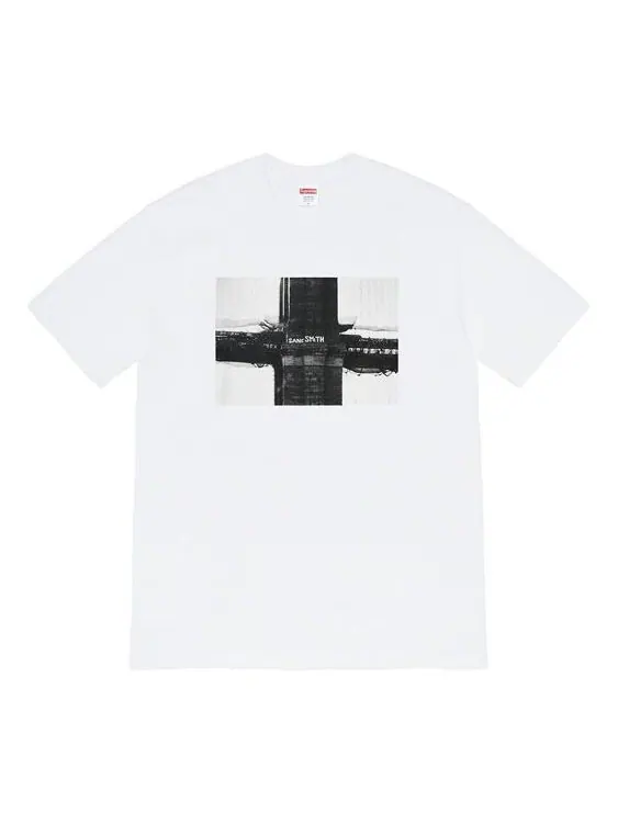 Футболка fw19 week 17 bridge tee graffiti printing short sleeve white Supreme — изображение 1 из 1, белый