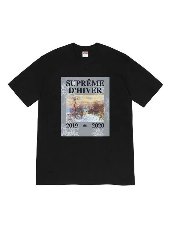Футболка fw19 week 17 dhiver tee winter scene printing short sleeve black Supreme — изображение 1 из 2, черный