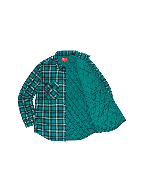 Рубашка fw19 week 17 arc logo quilted flannel shirt logo 'green' Supreme — изображение 3 из 3, зеленый