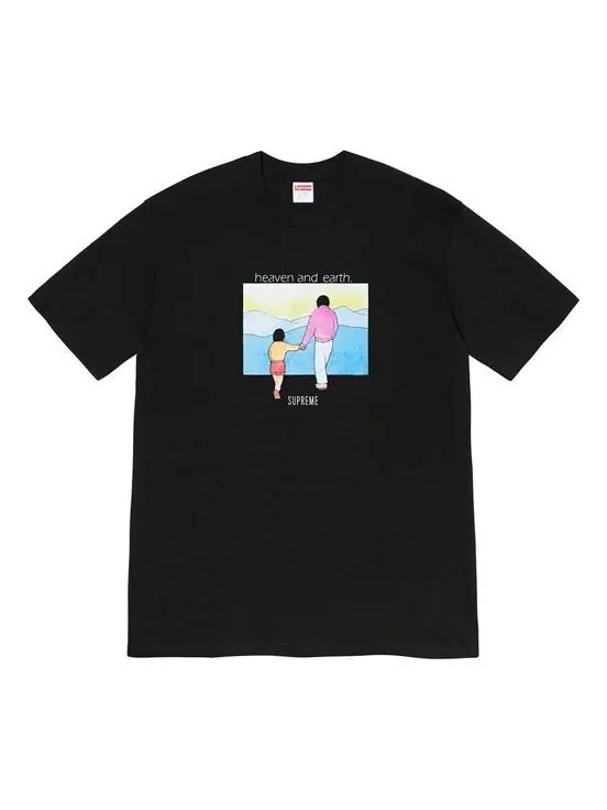 Футболка fw19 week 1 heaven and earth tee printing short sleeve black Supreme — изображение 1 из 4, черный