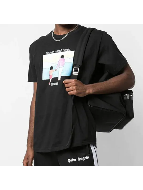 Футболка fw19 week 1 heaven and earth tee printing short sleeve black Supreme — изображение 3 из 4, черный