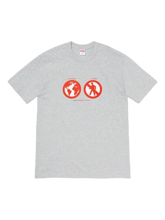 Футболка fw19 week 1 save the planet tee earth short sleeve gray Supreme — изображение 1 из 1, серый