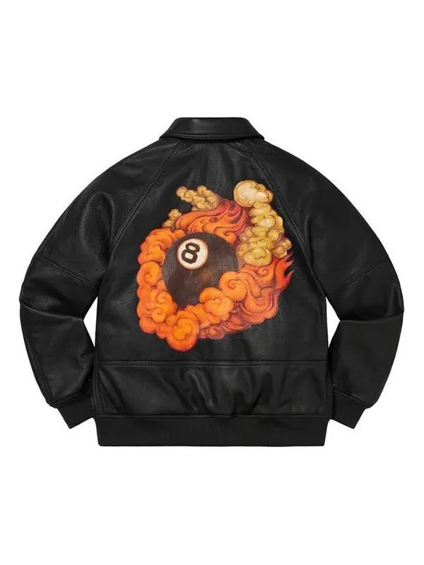 Куртка fw19 week 1 x martin wong x schott 8-ball leather varsity jacket Supreme — изображение 1 из 3, черный