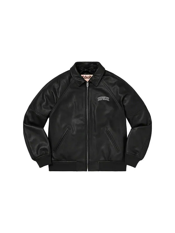 Куртка fw19 week 1 x martin wong x schott 8-ball leather varsity jacket Supreme — изображение 2 из 3, черный