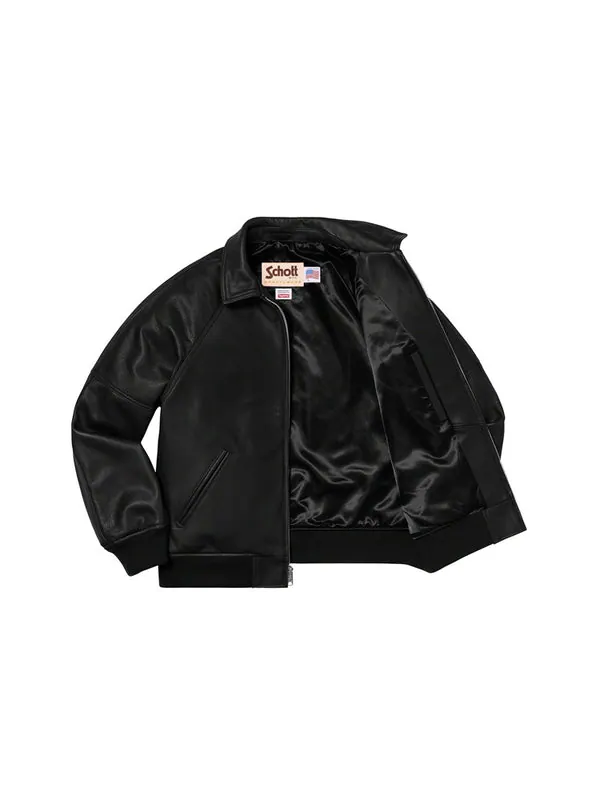 Куртка fw19 week 1 x martin wong x schott 8-ball leather varsity jacket Supreme — изображение 3 из 3, черный