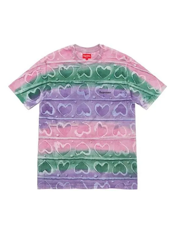 Футболка fw19 week 3 hearts dyed ss top tee Supreme — изображение 1 из 1, розовый