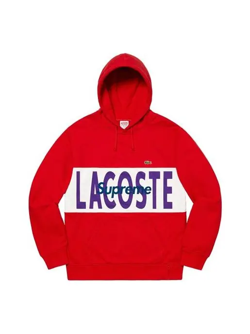 Толстовка fw19 week 5 x lacoste logo panel hooded sweatshirt logo Supreme — изображение 1 из 1, красный